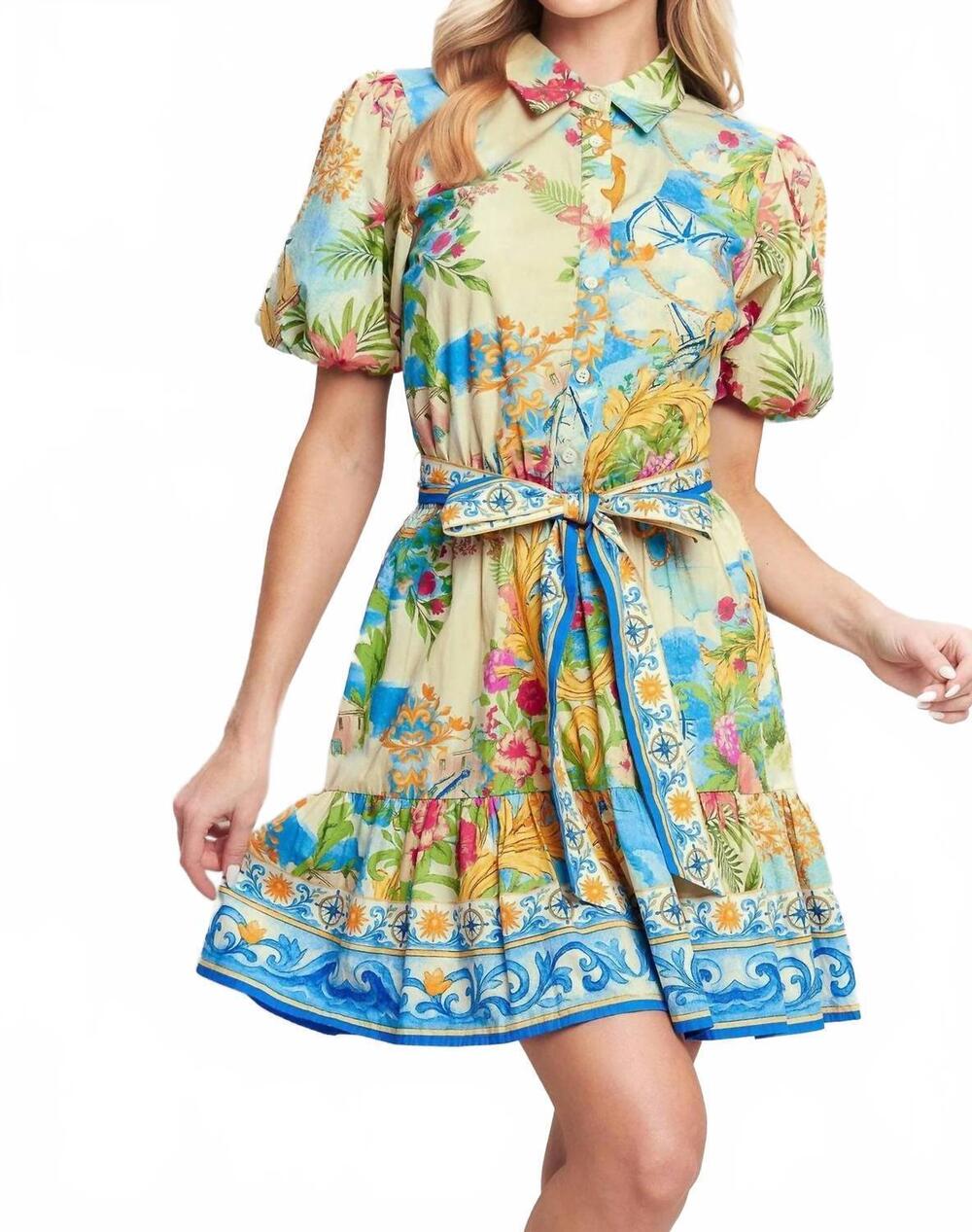NEW FLYING TOMATO meet me in paradise woven mini dress in multi